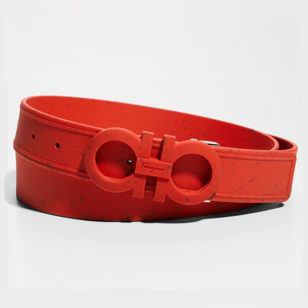 NWT STUNNING SALVATORE FERRAGAMO Adjustable Gancini Red Men's Belt $450